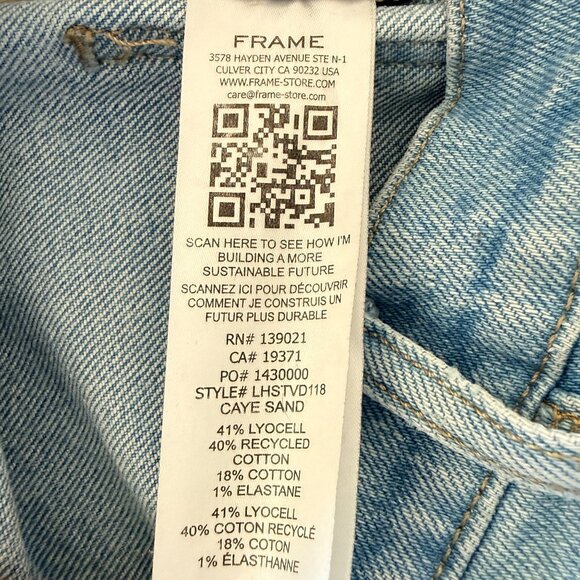 Frame Jeans Womens 25 Light Wash Le High Straight Sustainable Denim - Picture 7 of 8